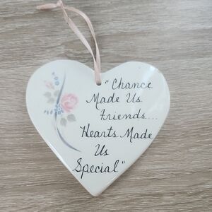 Heart-Shaped Ceramic Ornament with Floral Design